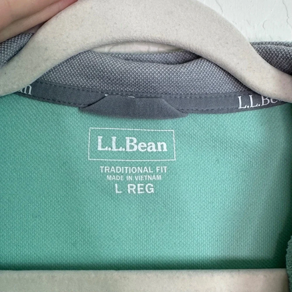 L.L. Bean Mens Large Mint Green Comfort Stretch Performance Quarter-Zip Pullover
